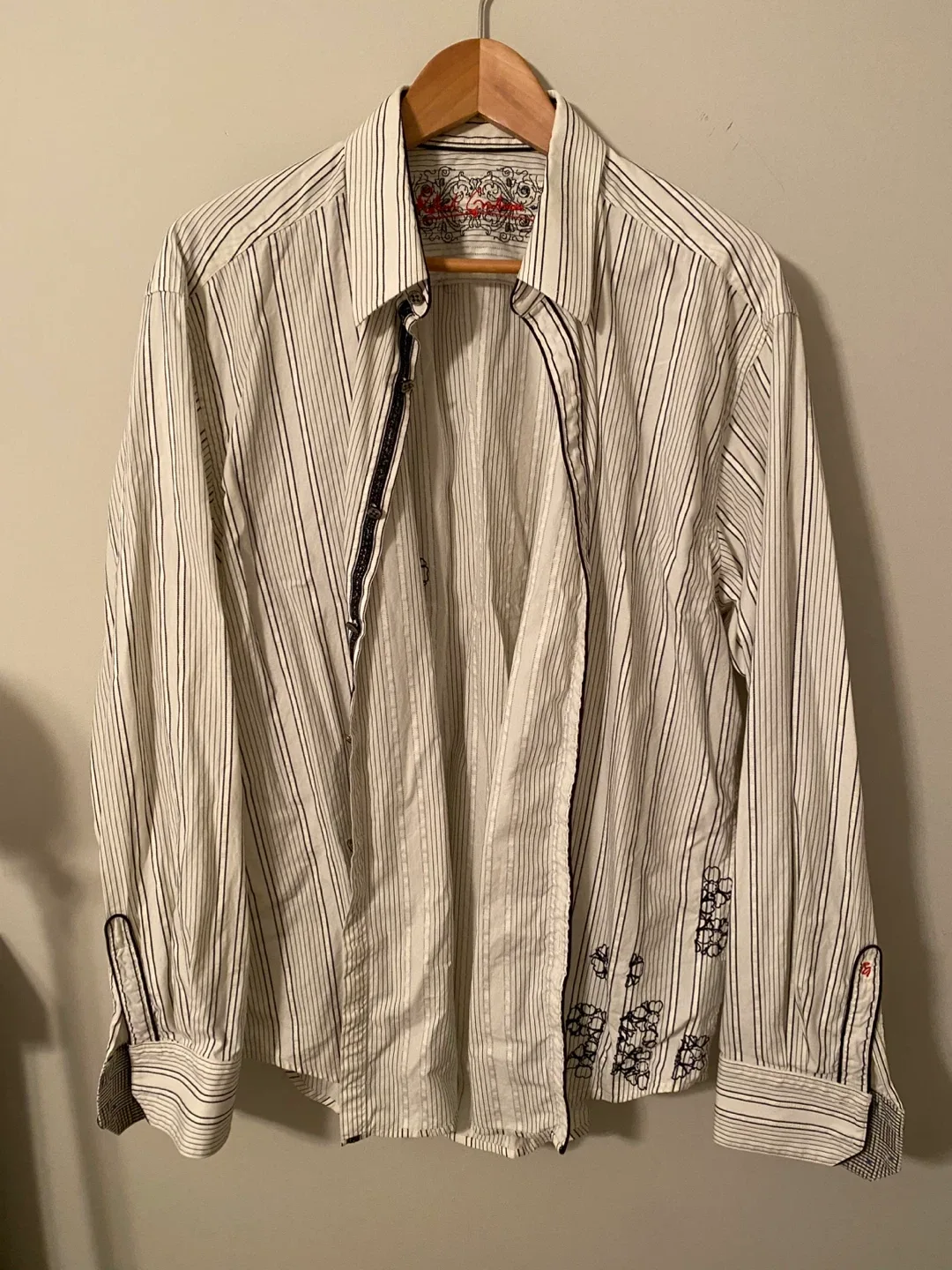 Vintage Striped Embroidered Button-Down Shirt thumbnail