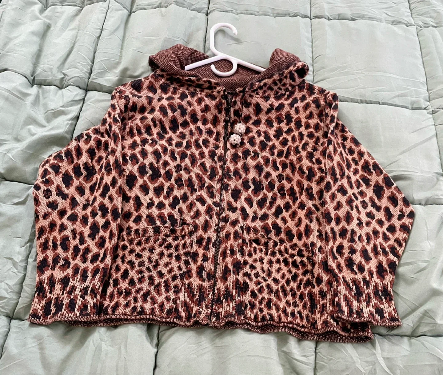Leopard Print Hooded Cardigan