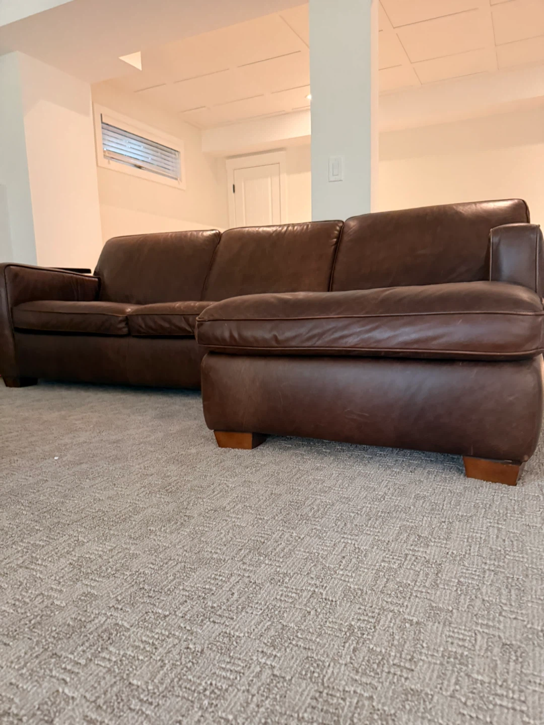 🛋 Natuzzi Genuine Leather Chaise Lounge Sofa – Excellent - photo 3