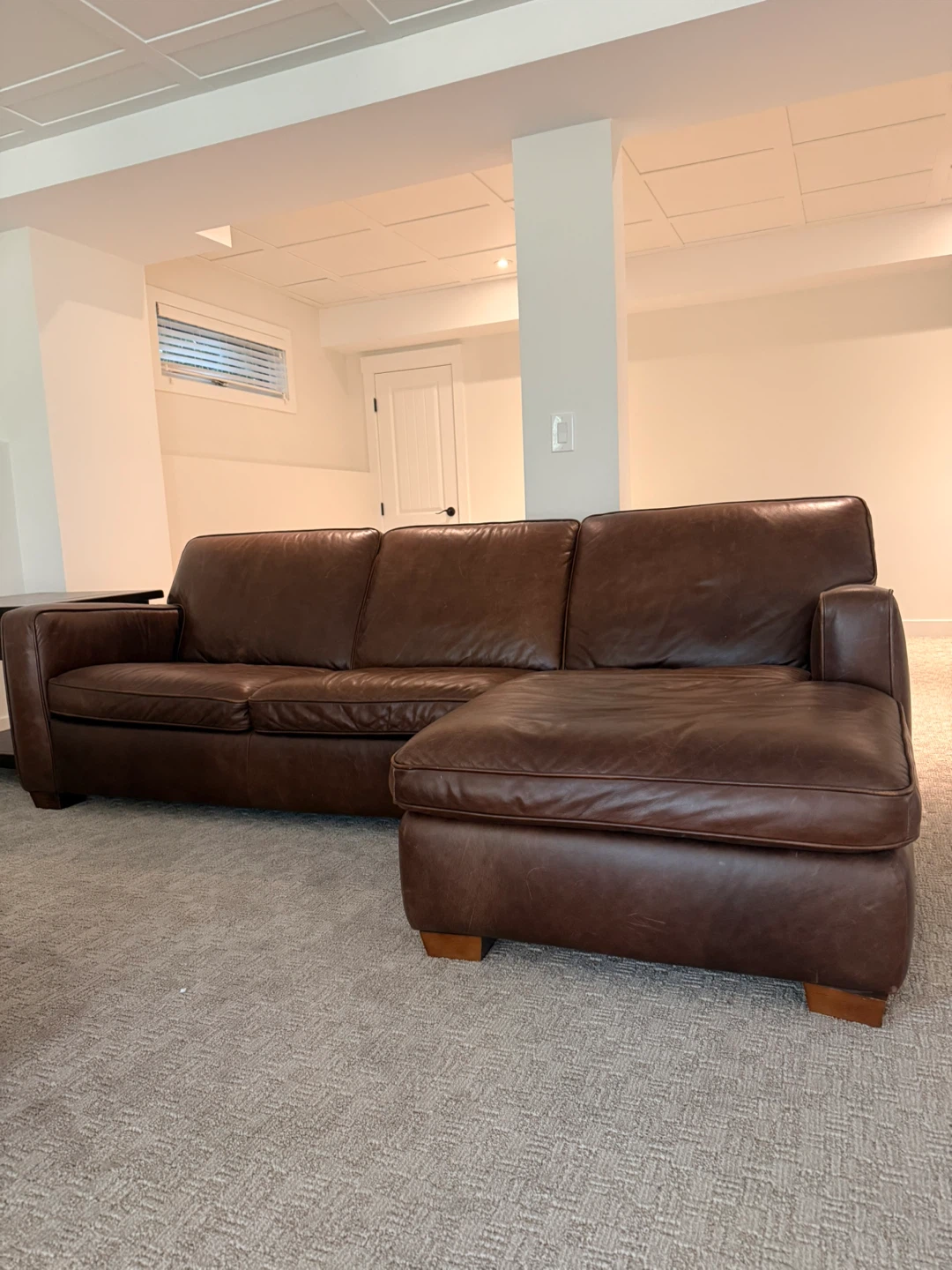 🛋 Natuzzi Genuine Leather Chaise Lounge Sofa – Excellent - photo 2