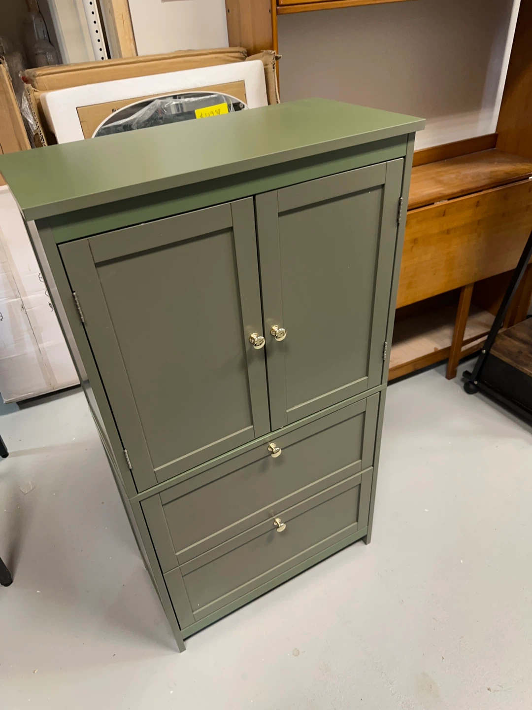 Green Storage Cabinet with Doors and Drawers - photo 2