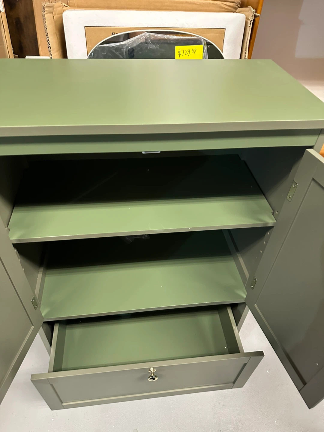 Green Storage Cabinet with Doors and Drawers - photo 3