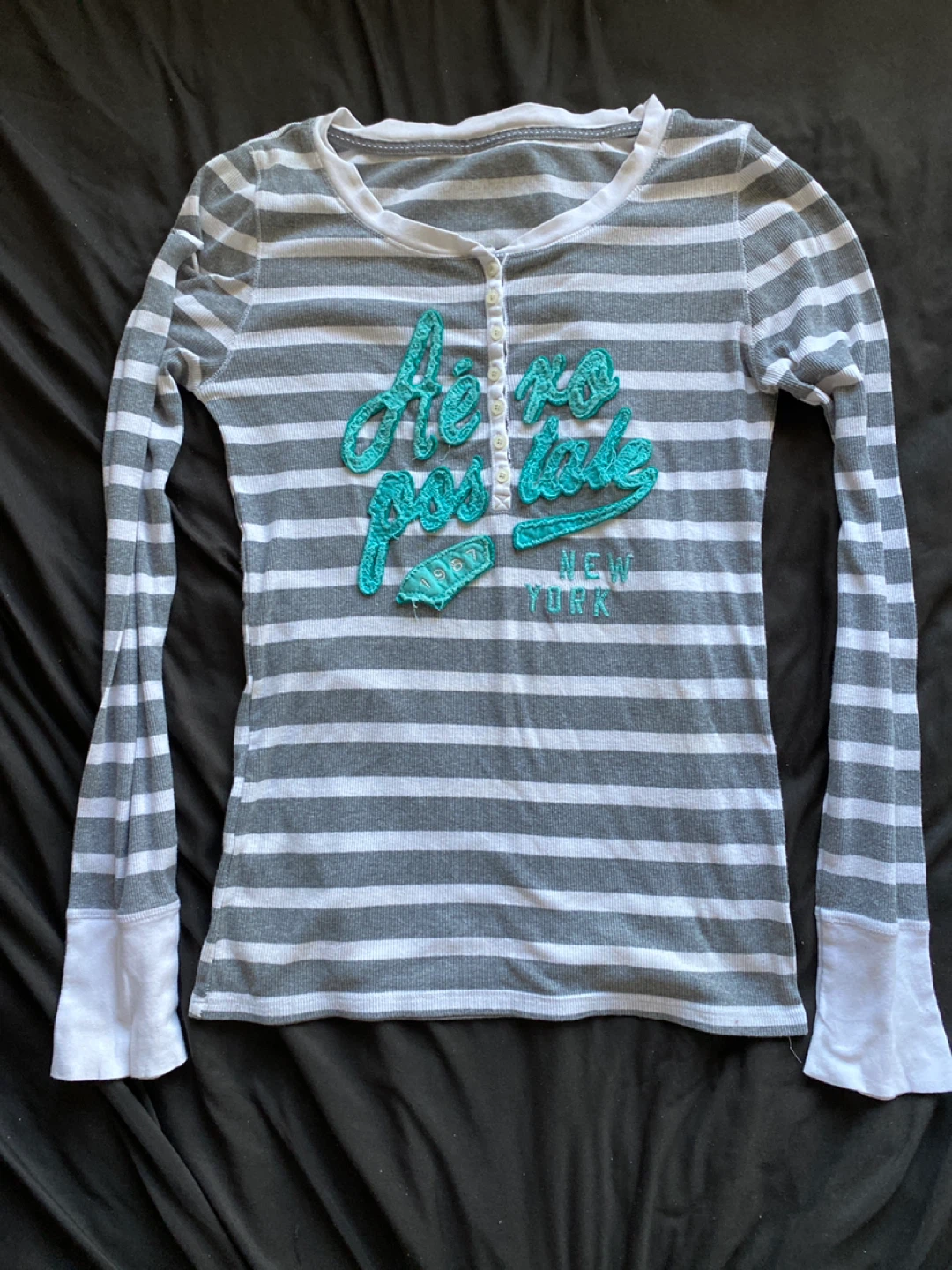 Aeropostale Logo Henley Long-Sleeve Top Size XL