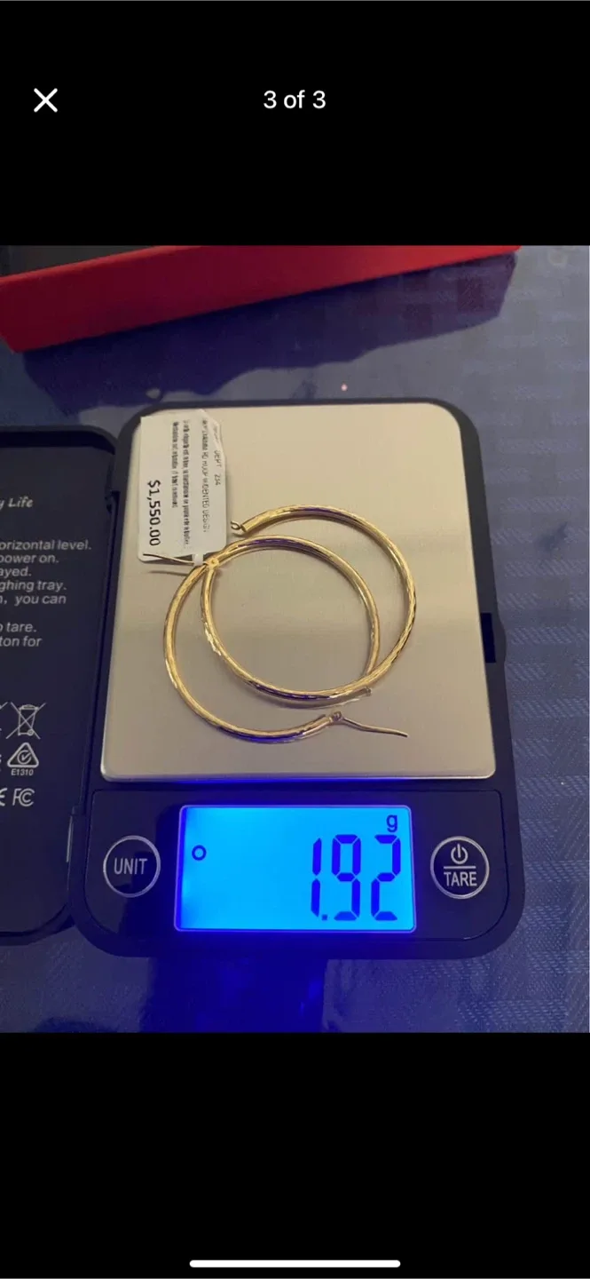 Gold Hoop Earrings 14 K . 2x4mm(size ) image indicator(2)