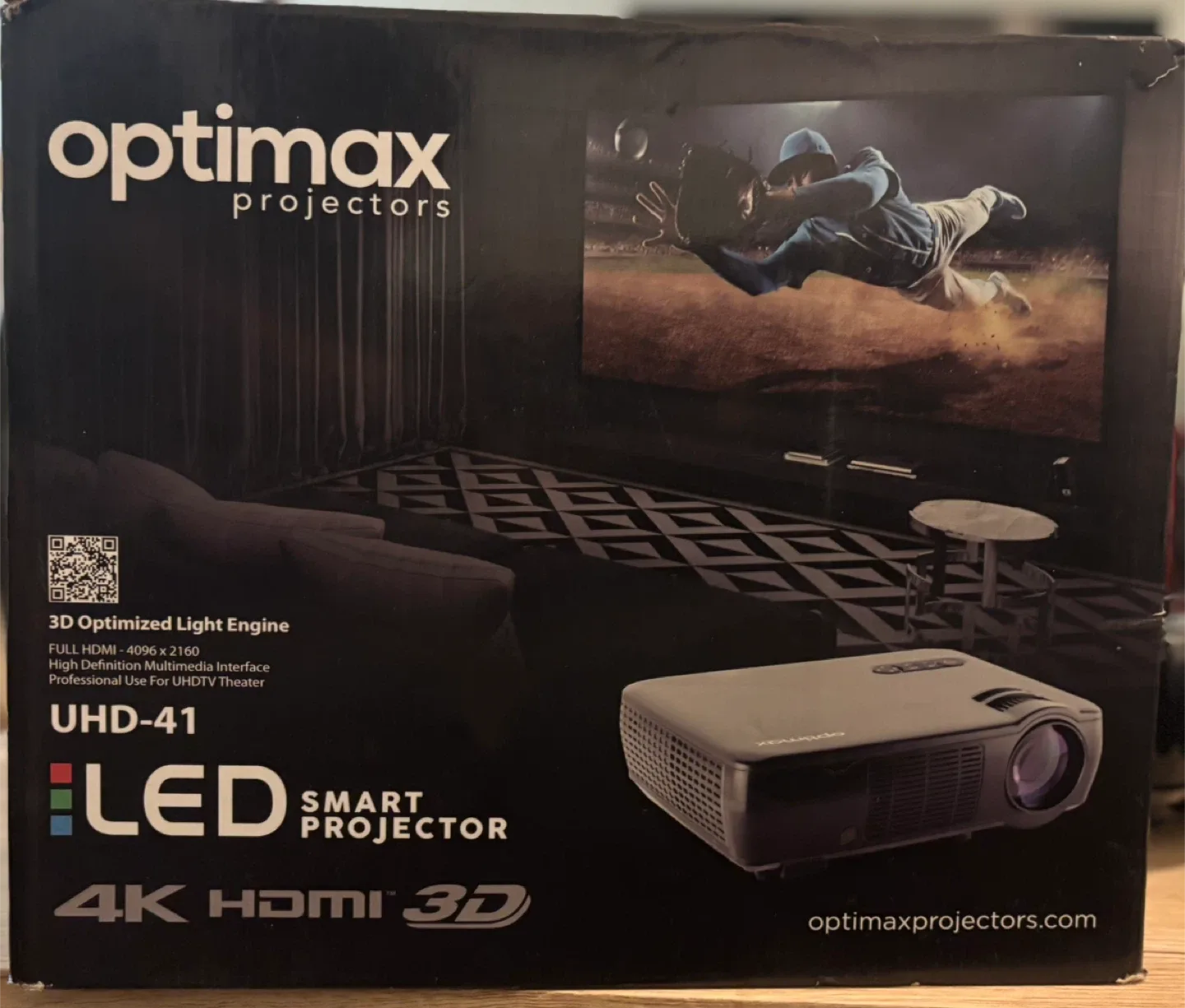 Optimax UHD-41 LED 4K HDMI Smart Projector + Self Lock Screen image indicator(4)