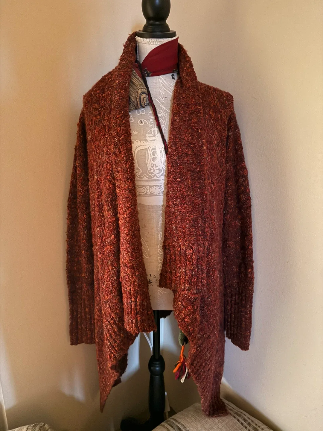 Knitted Open Front Cardigan - Rust Coloured image indicator(2)