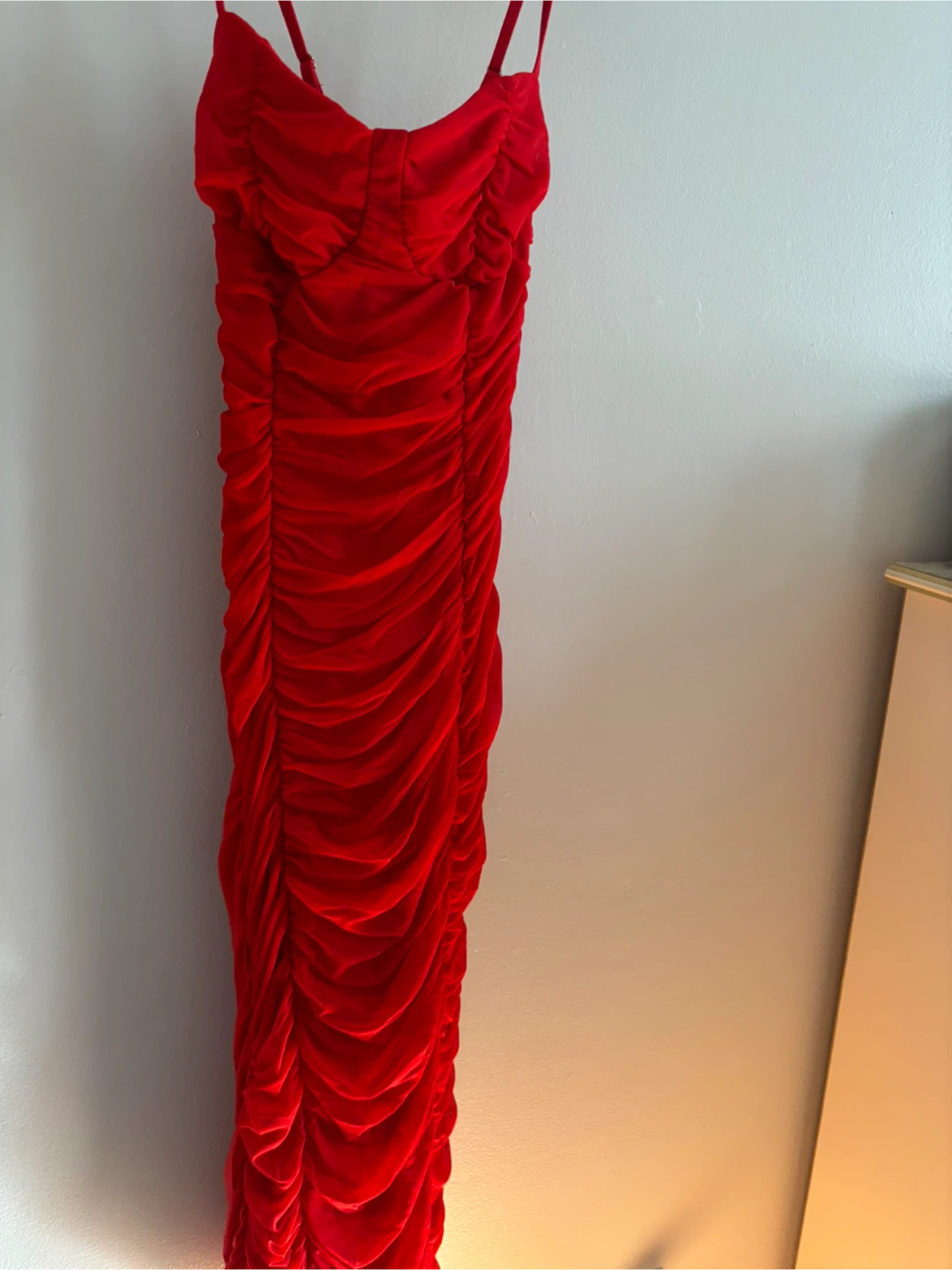 Red Ruched Bodycon Dress