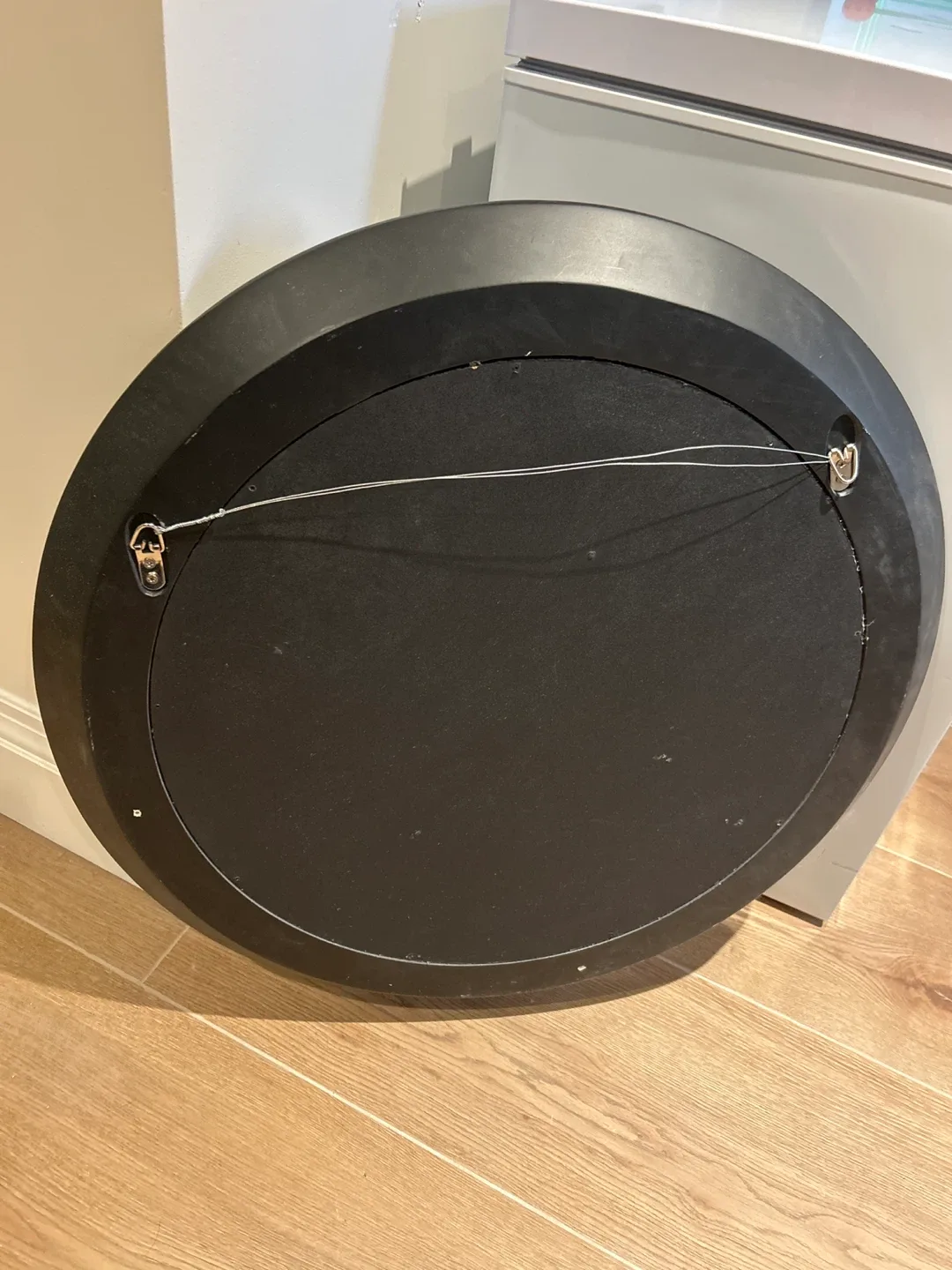 Dark Brown Frame Round Wall Mirror 30 inches image indicator(2)