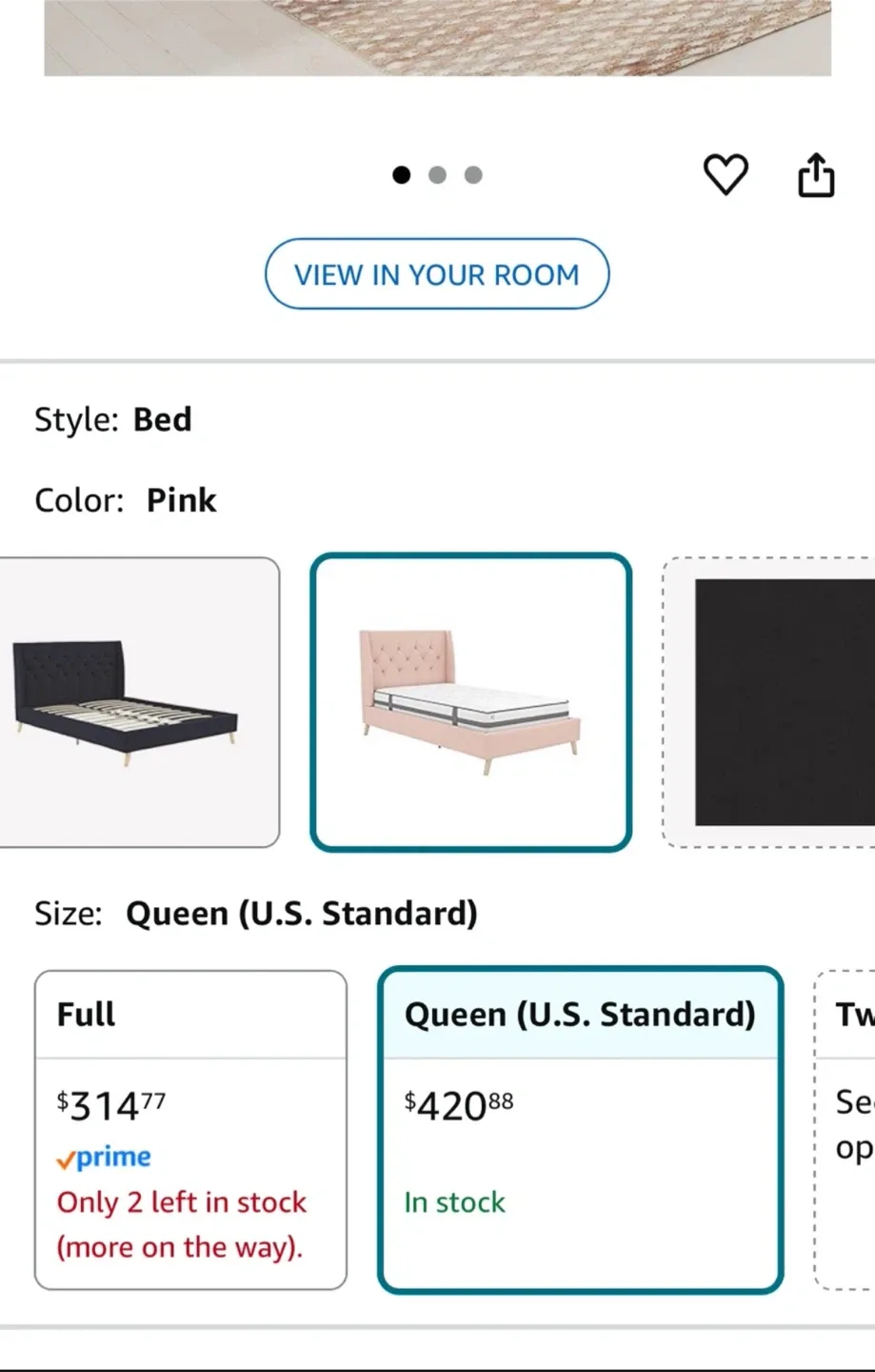 Novogratz Her Majesty Queen Bedframe ONLY - Pink Linen image indicator(3)