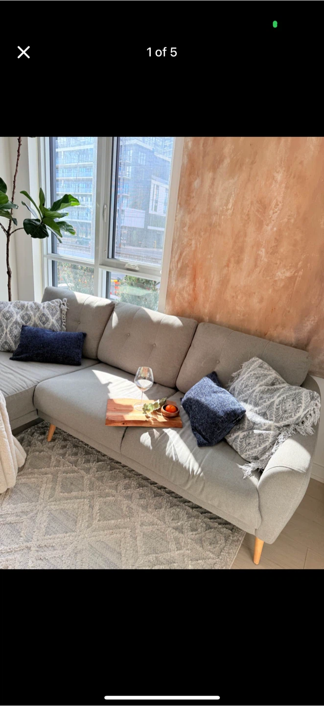 Structube Grey Sectional Sofa with left side Chaise Lounge - photo 2