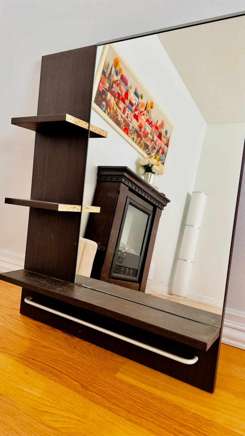 Bathroom Wall Mirror with Shelf & Towel Rack