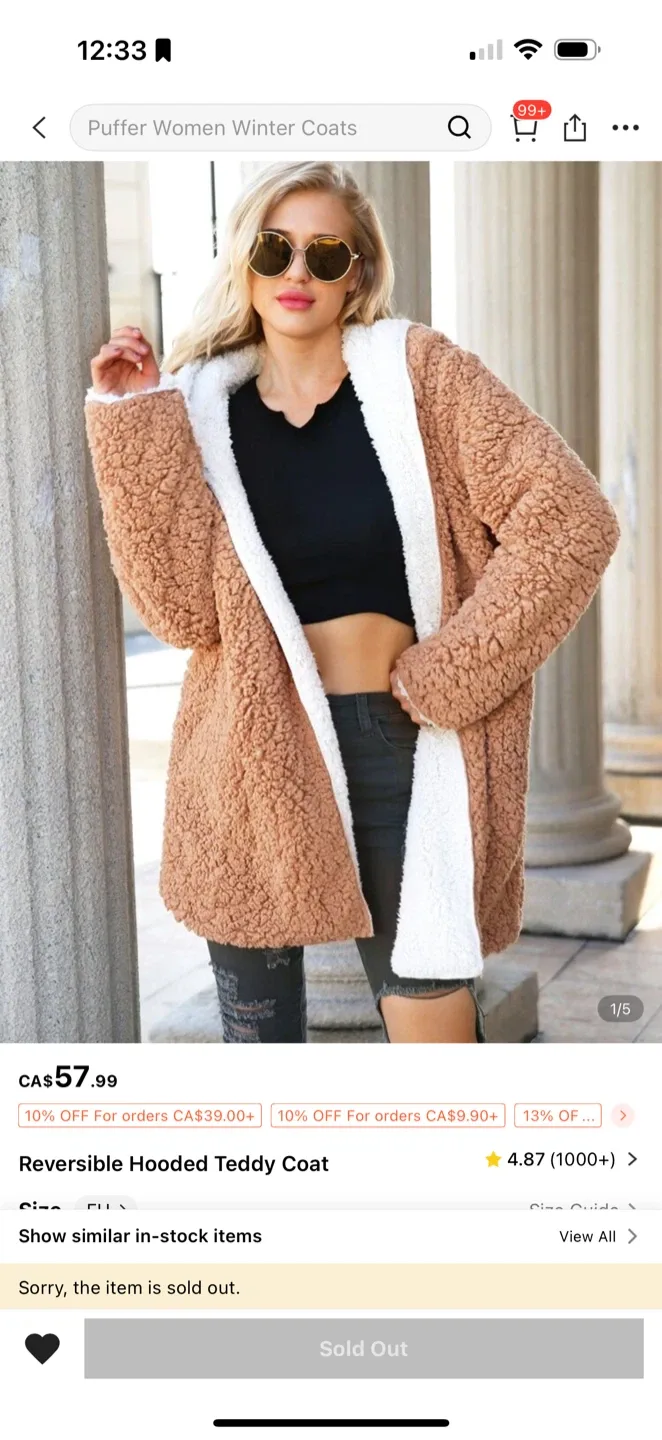 Reversible Hooded Teddy Coat image indicator(5)