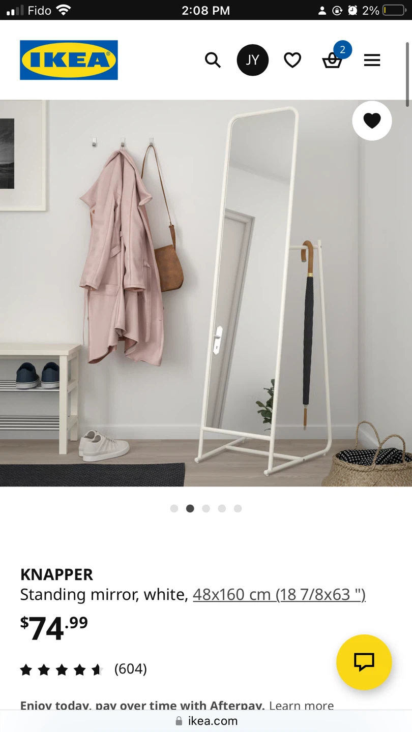 IKEA KNAPPER Standing Mirror, White - photo 3