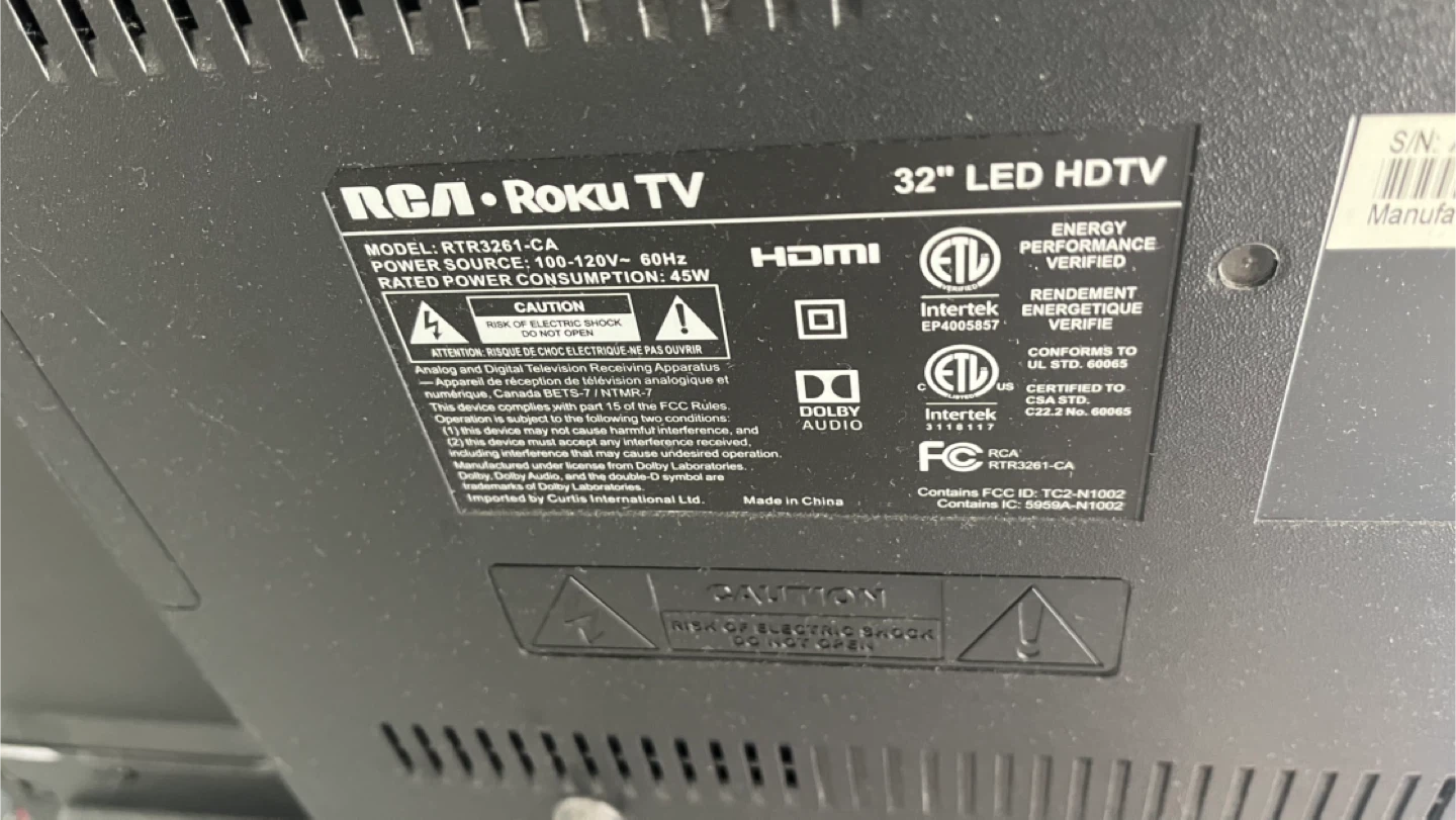 RCA Roku TV 32" LED HDTV Model RTR3261-CA - photo 2