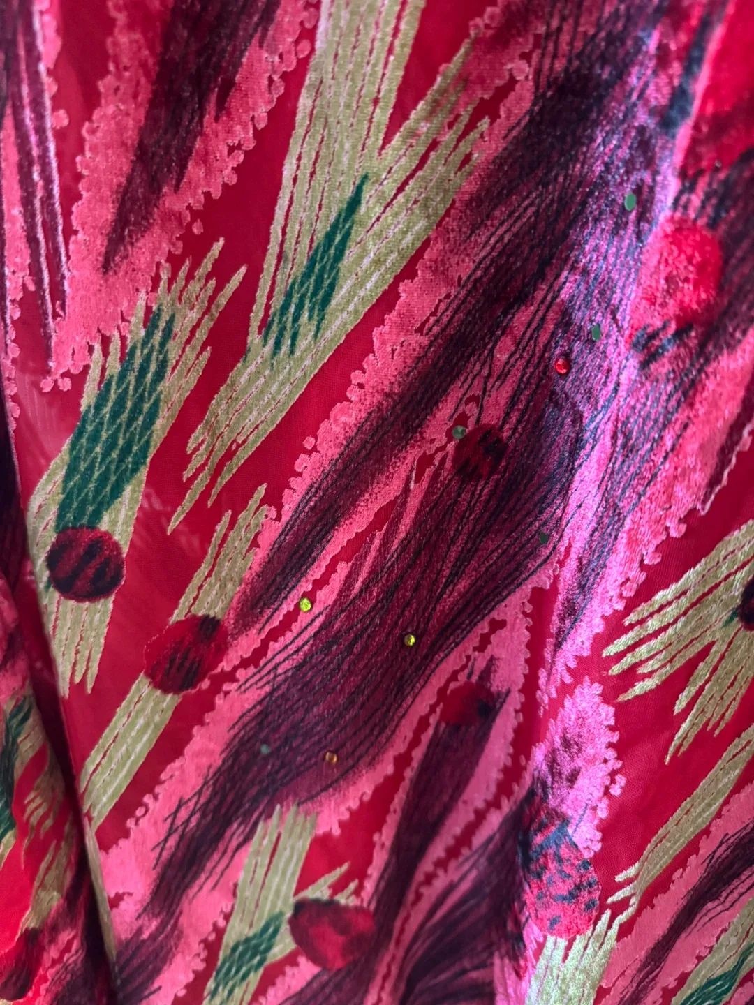 2pcs velvet Red and Green A line Dress image indicator(7)