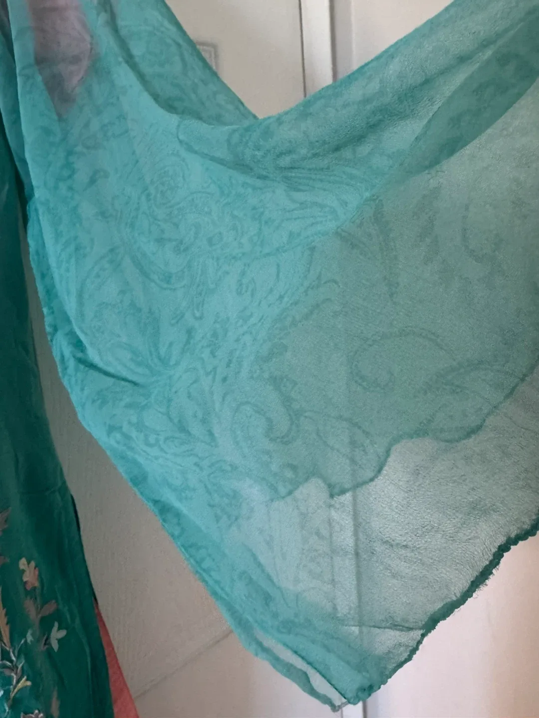 Embroidered Green & Peach Salwar Kameez 3pcs image indicator(10)