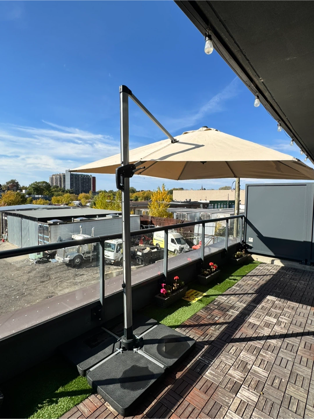 10x10 ft Khaki Cantilever Patio Umbrella