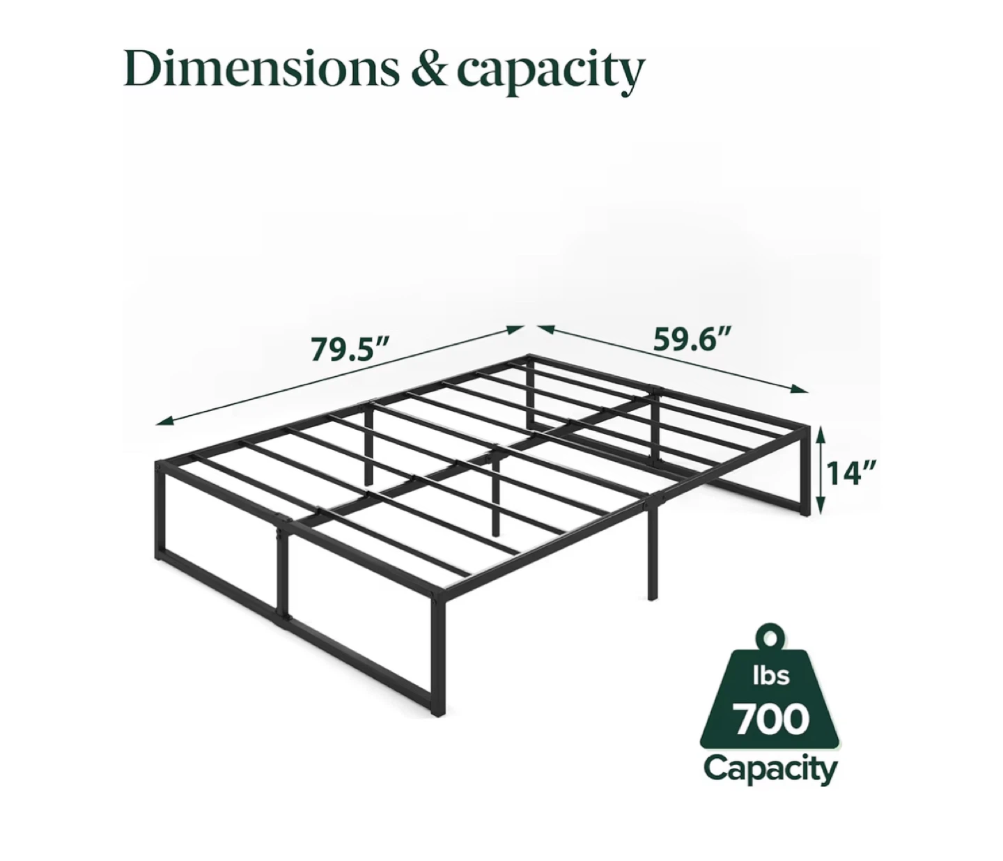 Metal Platform Bed Frame - Queen size - photo 2