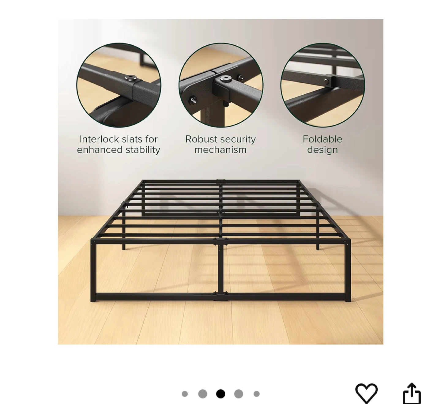 Metal Platform Bed Frame - Queen size