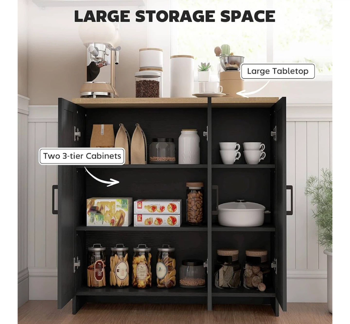 Black Storage Cabinet with 3 Doors - photo 3