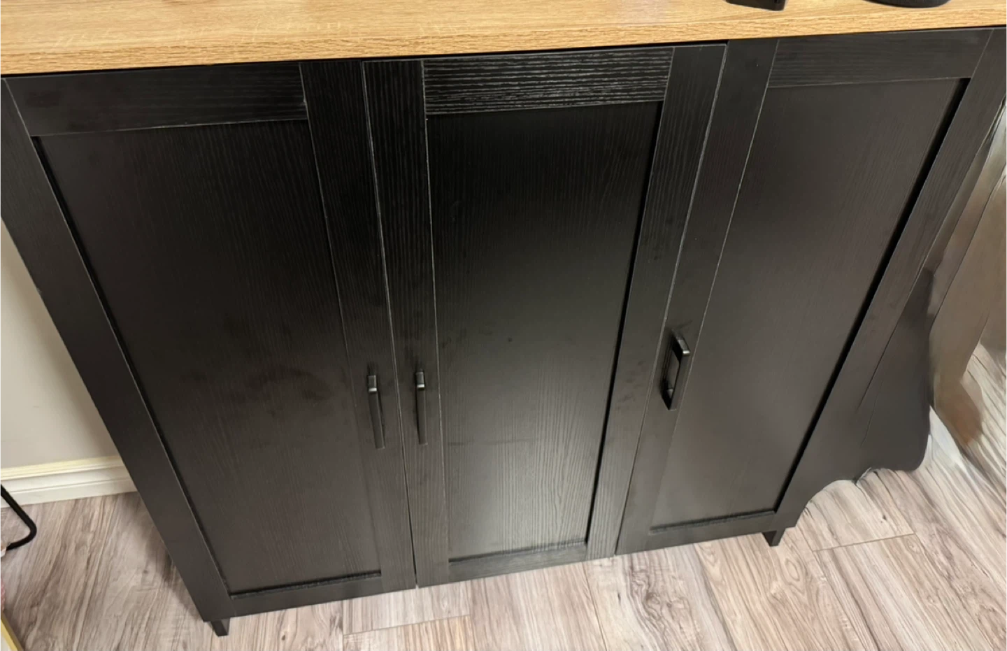 Black Storage Cabinet with 3 Doors