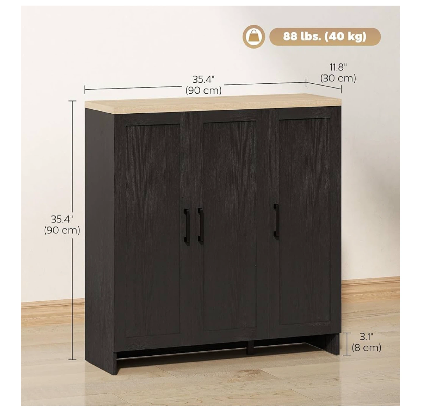 Black Storage Cabinet with 3 Doors - photo 2