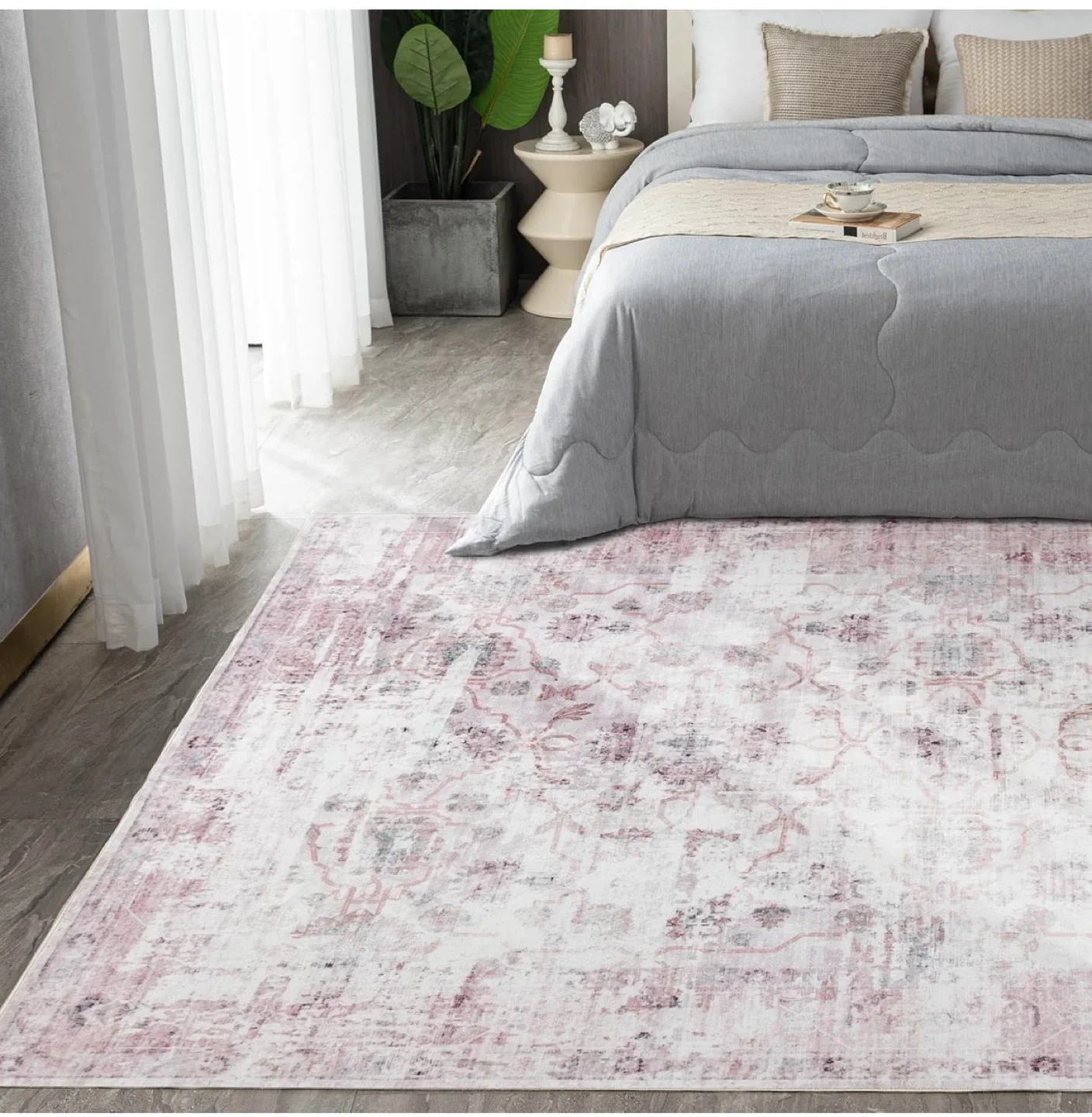 Distressed Area Rug 8x10 ft - Soft Surface, Non-Slip Backing image indicator(7)