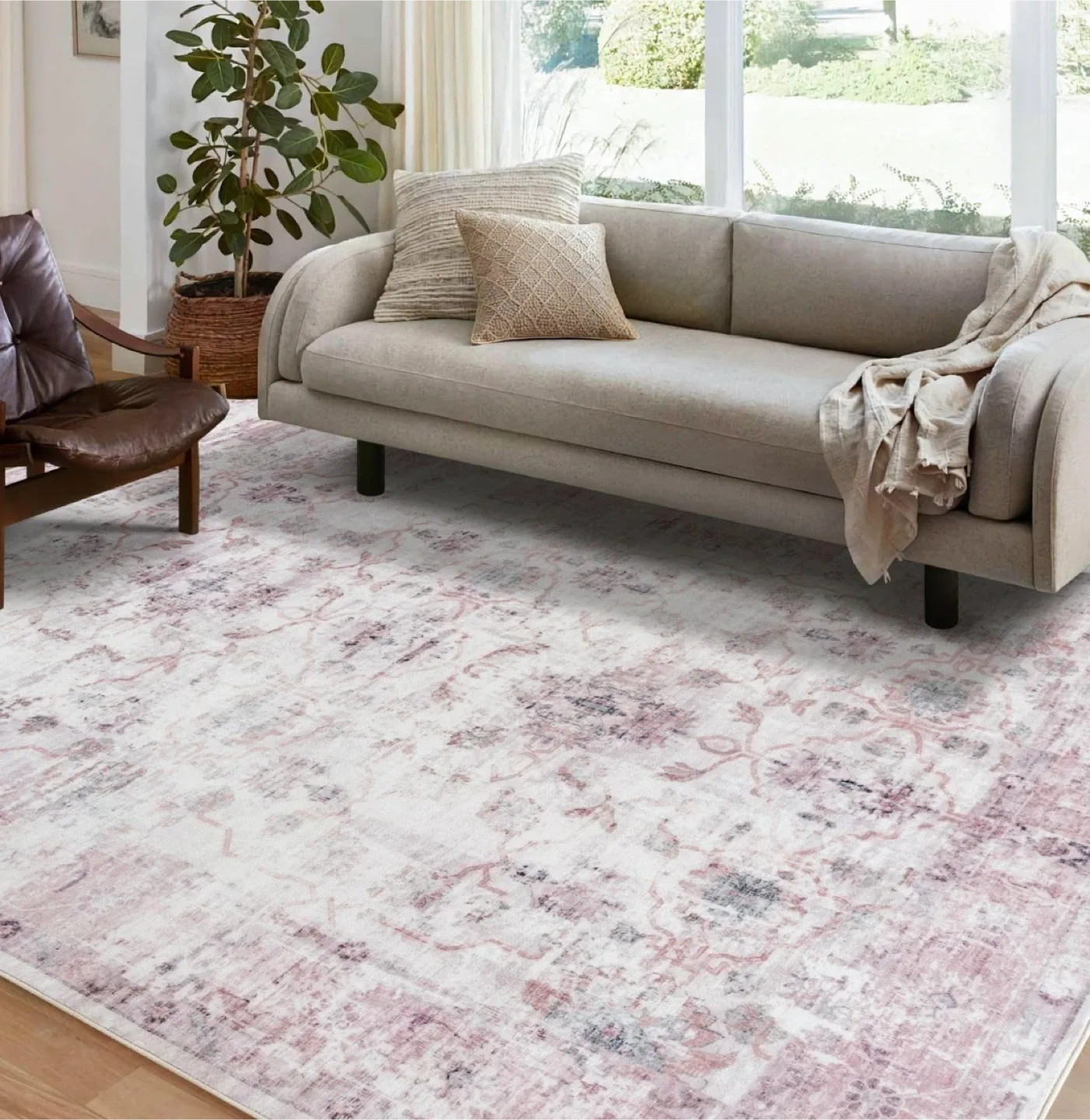 Distressed Area Rug 8x10 ft - Soft Surface, Non-Slip Backing image indicator(9)