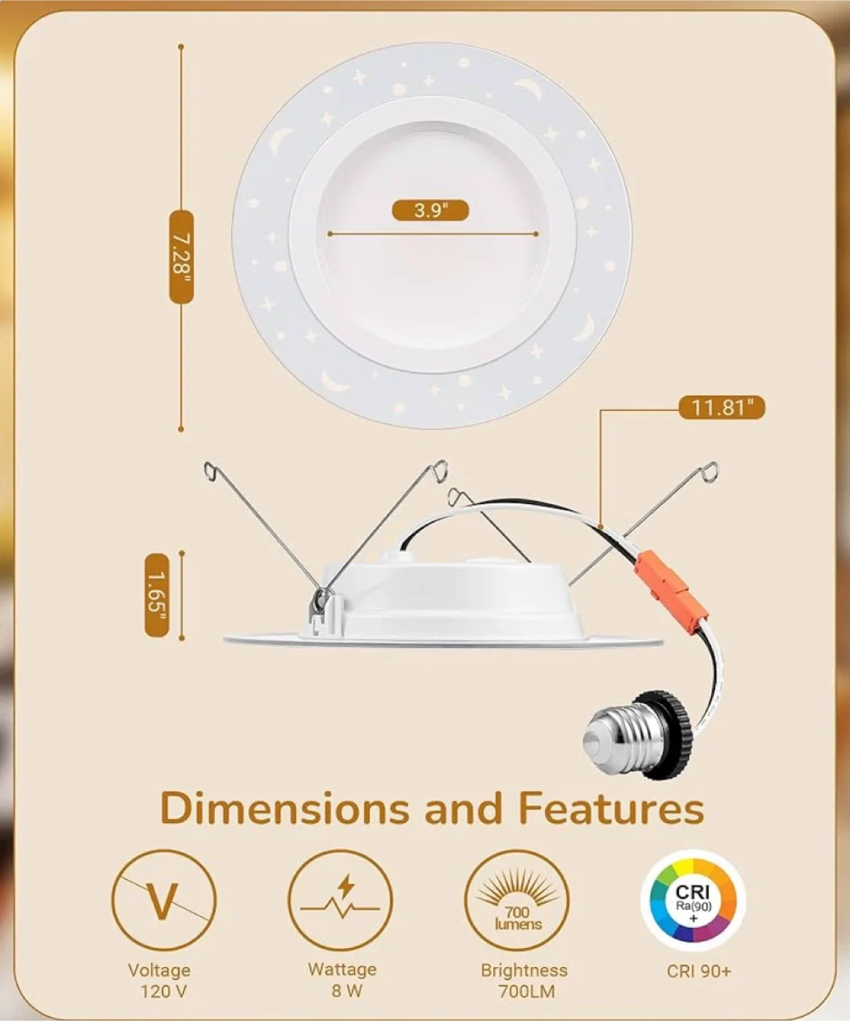 EDISHINE Recessed Lighting 11.81" Dimmable image indicator(5)