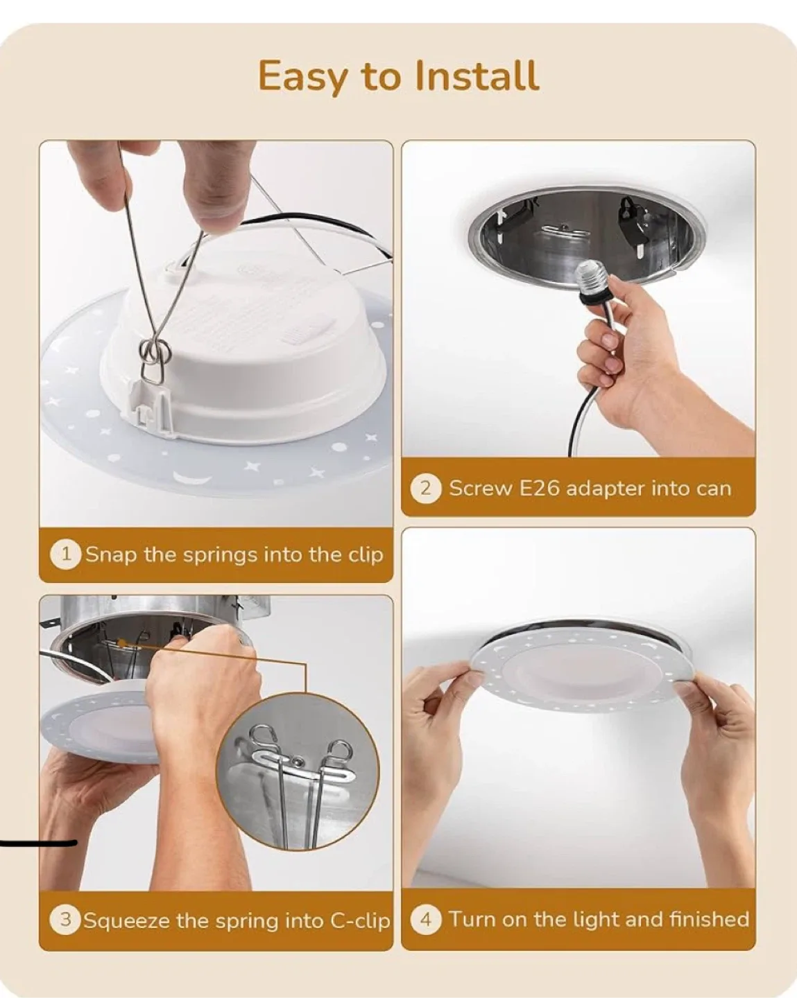 EDISHINE Recessed Lighting 11.81" Dimmable image indicator(7)