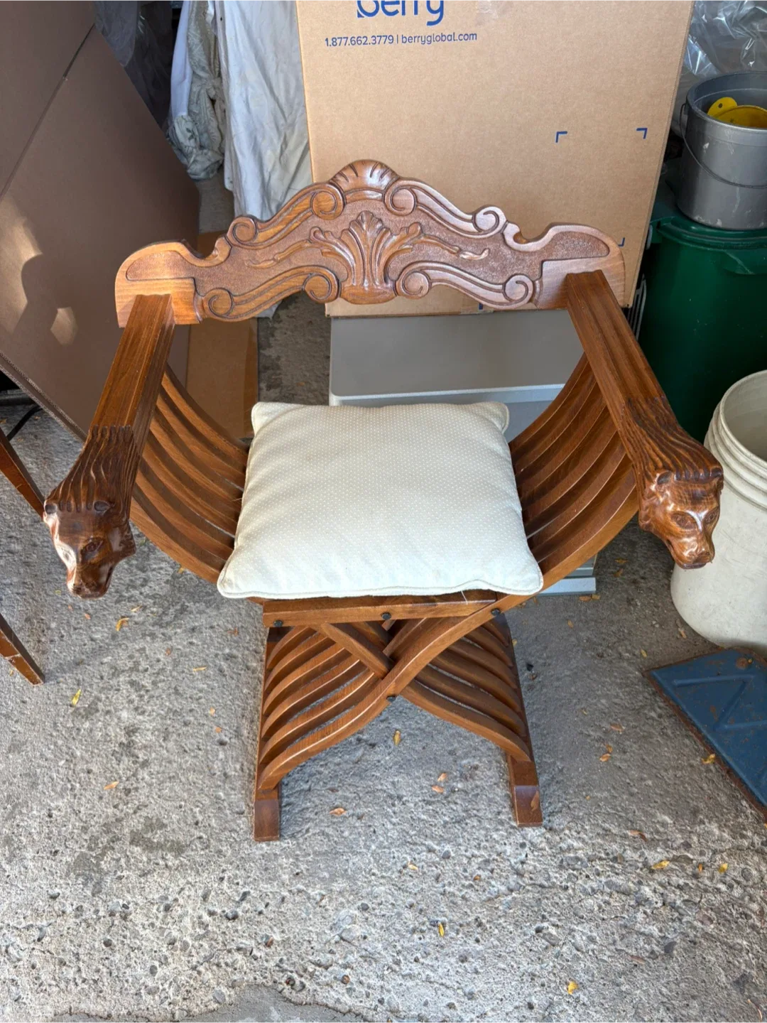 Unique Wooden Directors Chair with Lion Head Design thumbnail