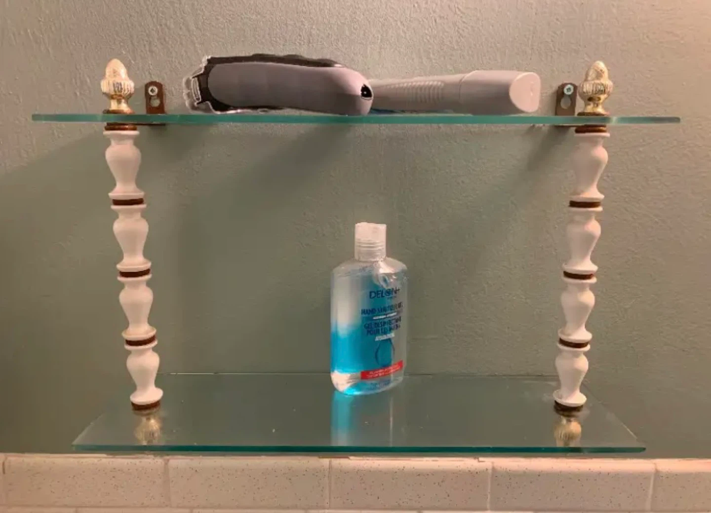 🥕Glass Bathroom Shelf Unit with 2 Shelves
