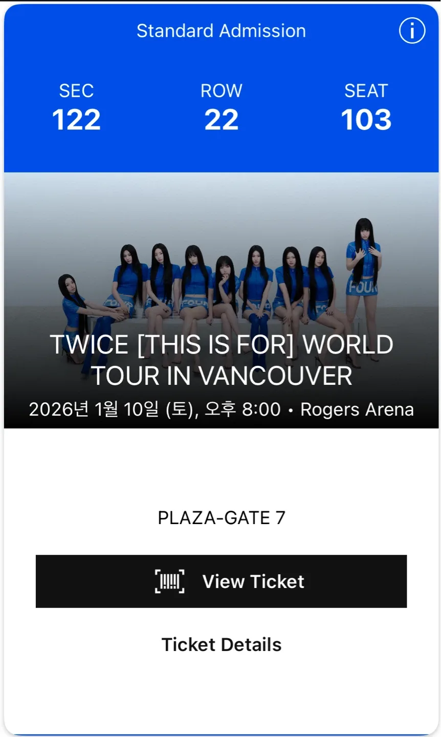 TWICE World Tour Vancouver Tickets - Section 122 image indicator(2)