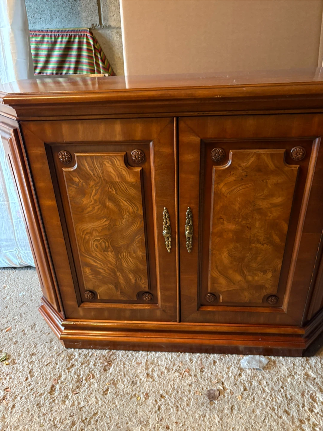 Vintage Wood Cabinet & Mirror