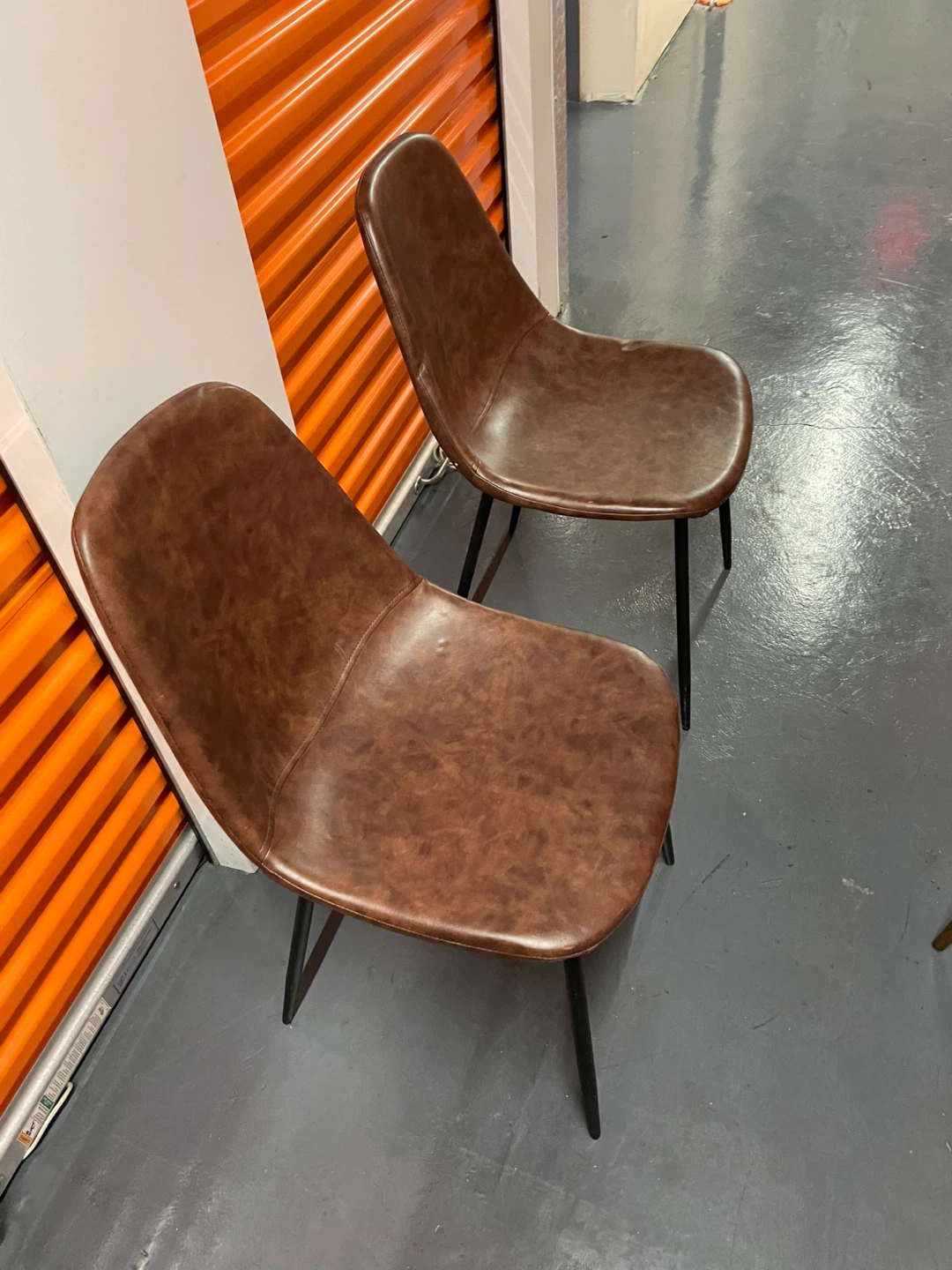 Brown Faux Leather Dining Chairs - Set of 2