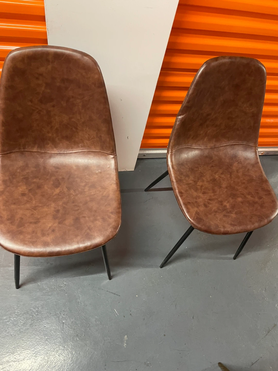 Brown Faux Leather Dining Chairs - Set of 2 - photo 2