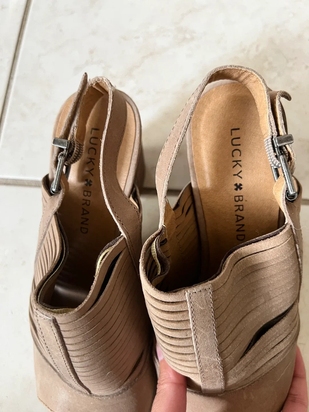 Lucky Brand Open Toe Heels - Size 7.5 image indicator(4)