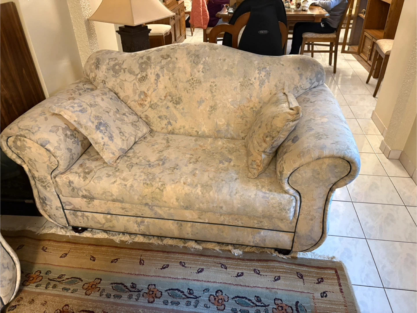 Floral Patterned Sofa and Love Seat with Pillows - photo 2