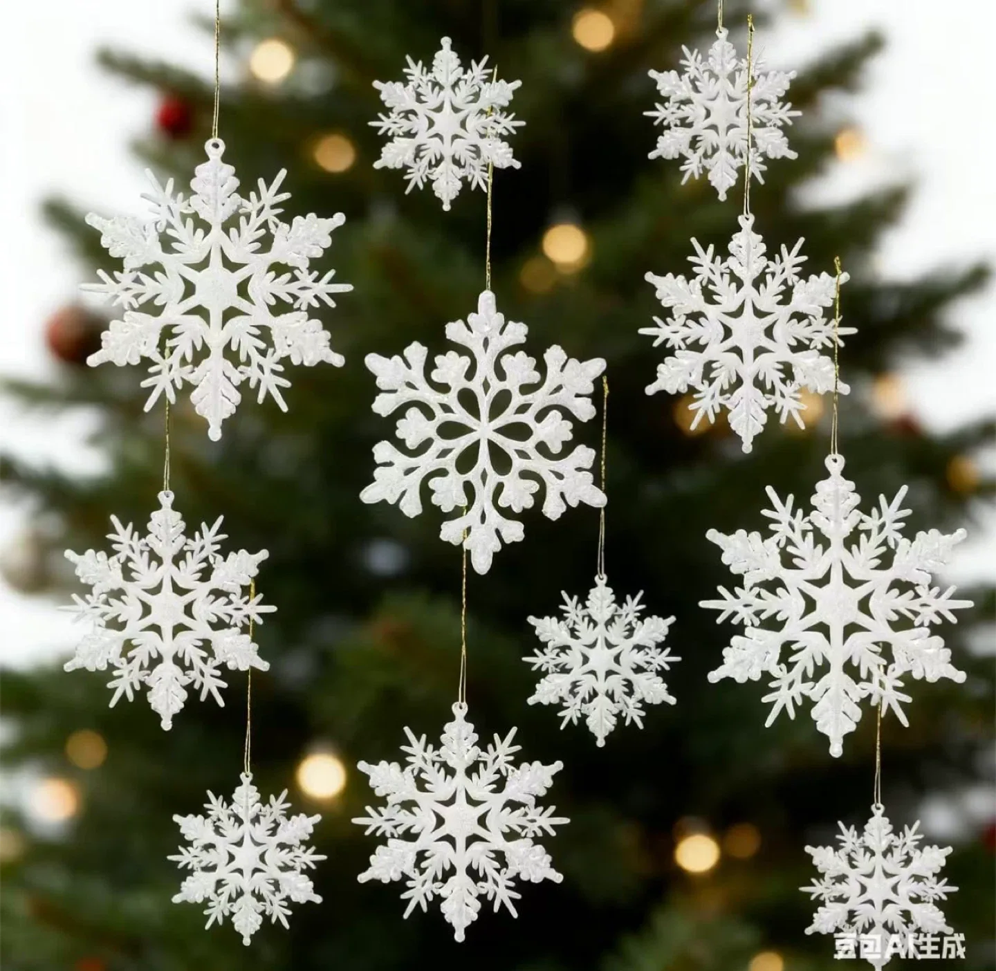Snowflake Christmas Tree Ornaments (36pcs) thumbnail