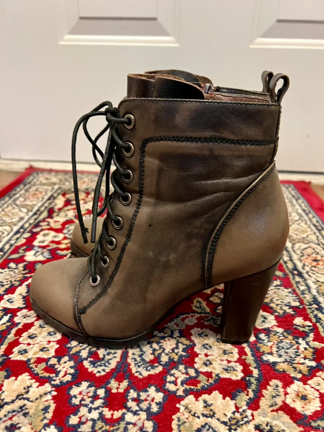 Brown genuine Leather Ankle Boots image indicator(6)