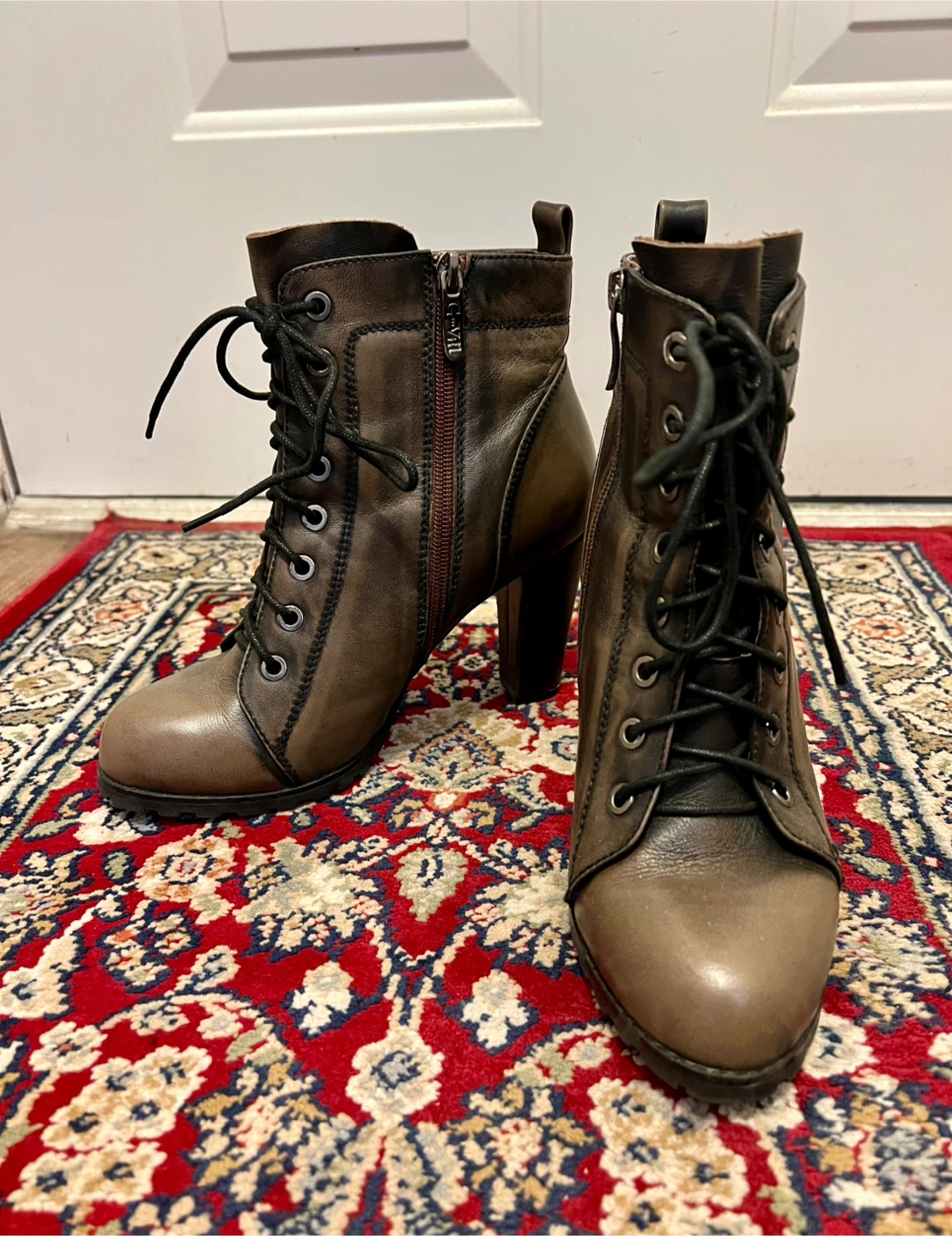 Brown genuine Leather Ankle Boots