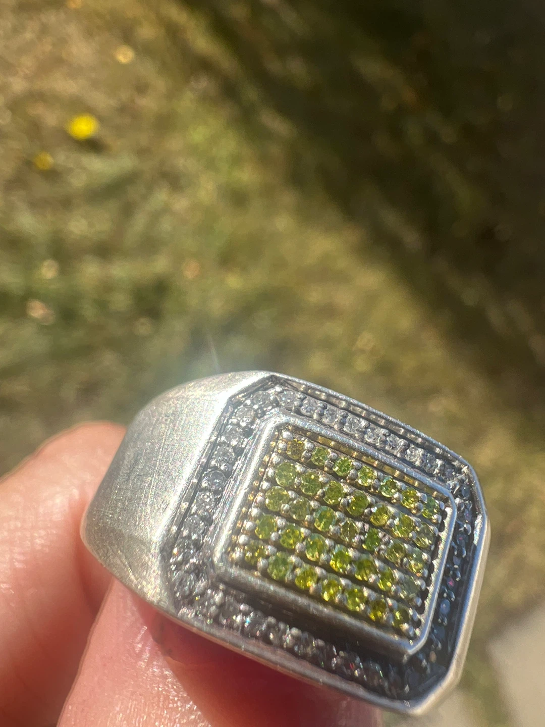 Men's Silver Ring with diamonds - photo 3