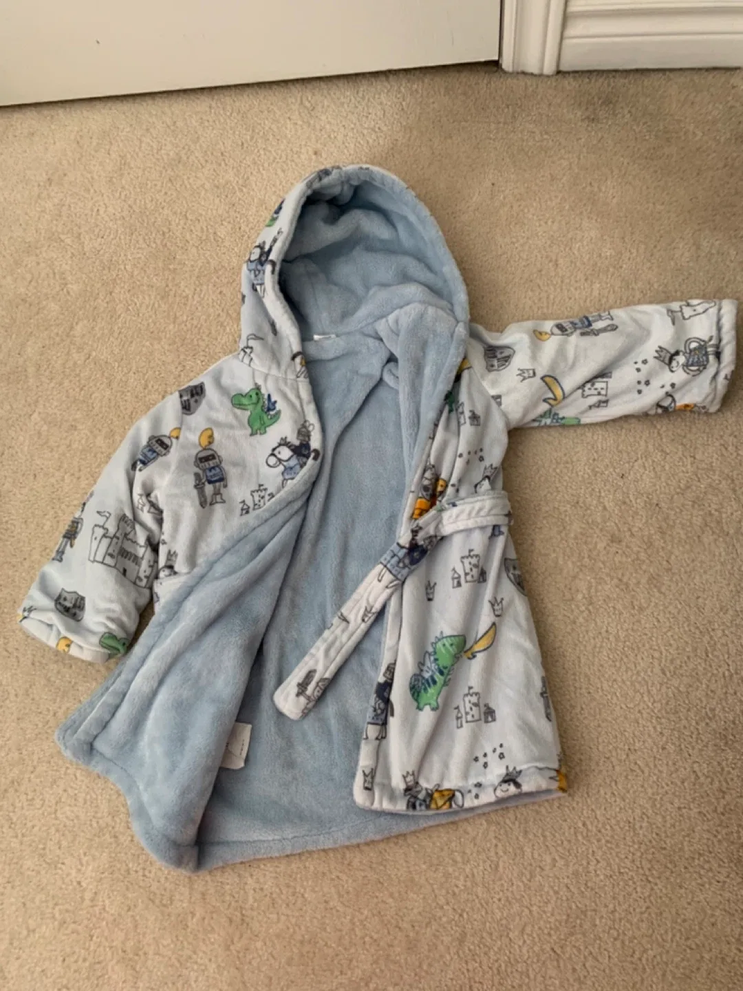 Baby Blue Printed Bath Robe image indicator(2)