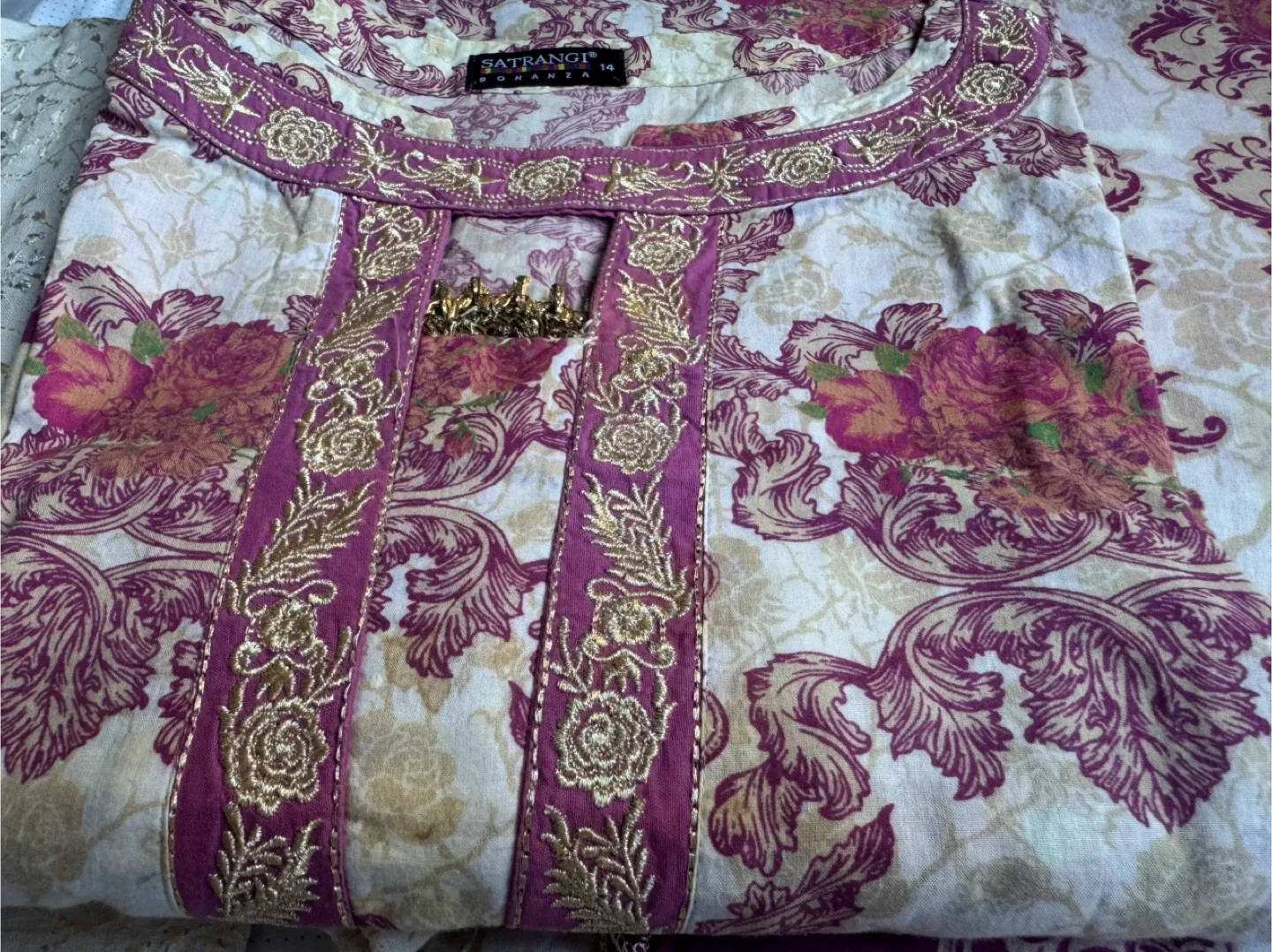 3pcs Bonanza Satrangi Floral Dress with beads Size 14 image indicator(2)