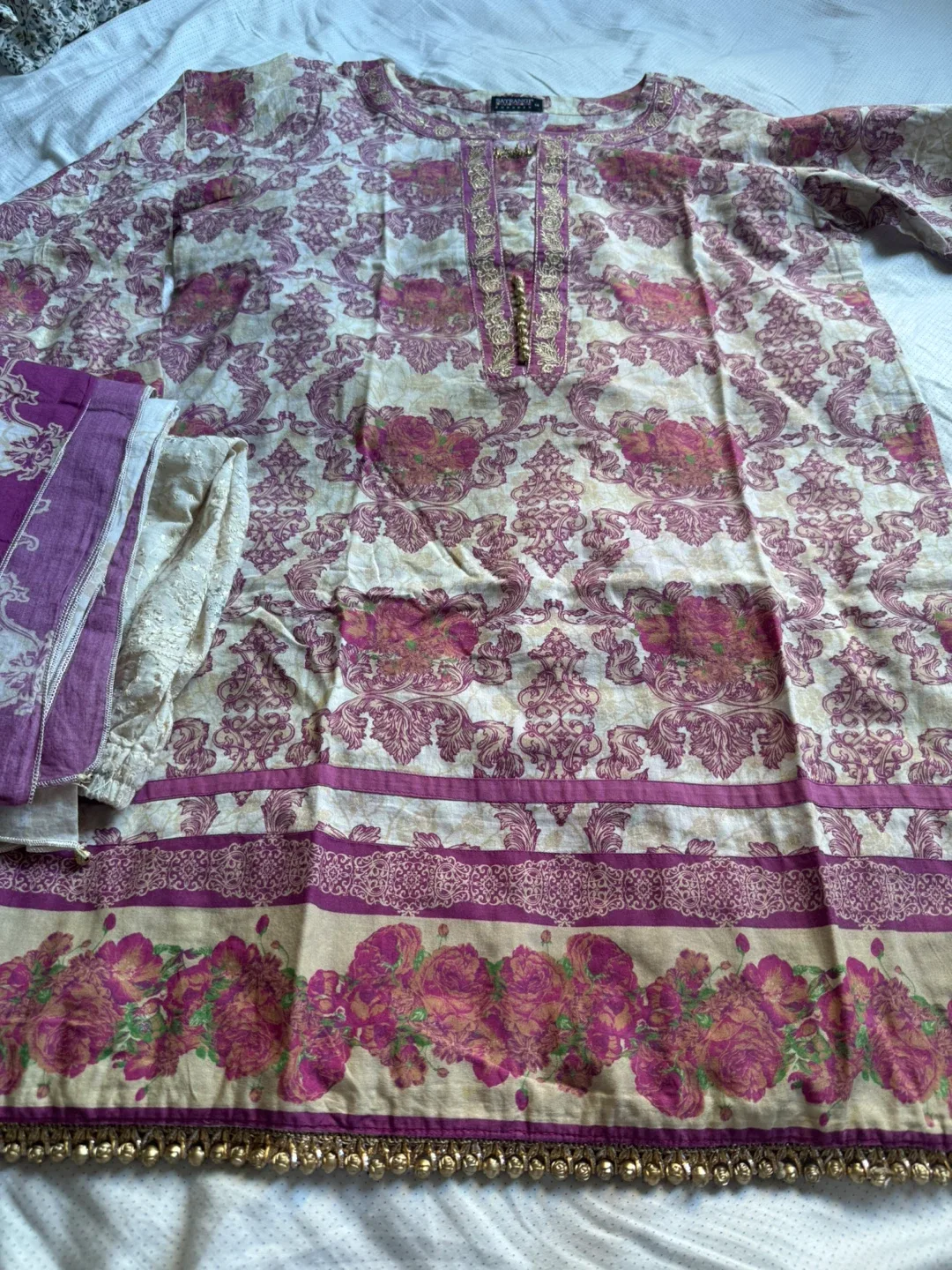 3pcs Bonanza Satrangi Floral Dress with beads Size 14 image indicator(5)