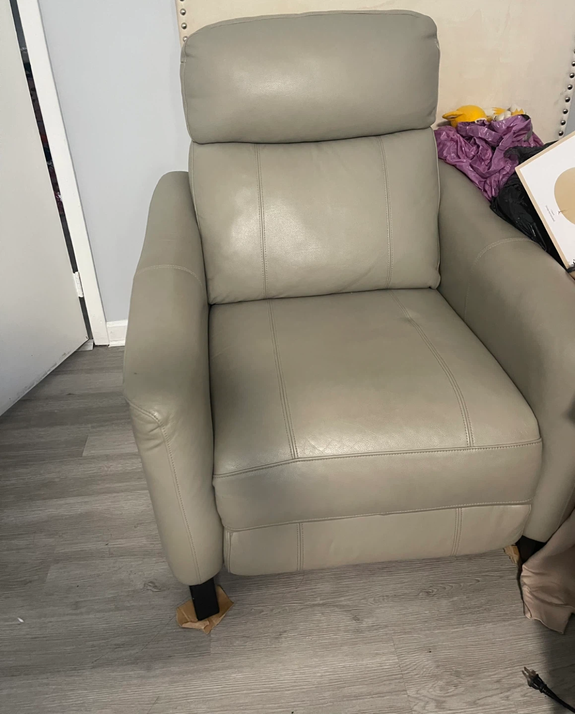 Light Gray Leather Recliner