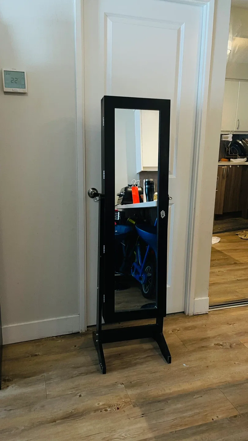 Standing Black Jewelry Armoire Mirror image indicator(4)