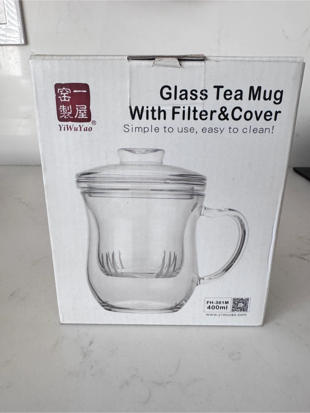 Glass Tea Mug with Filter & Cover - 400ml