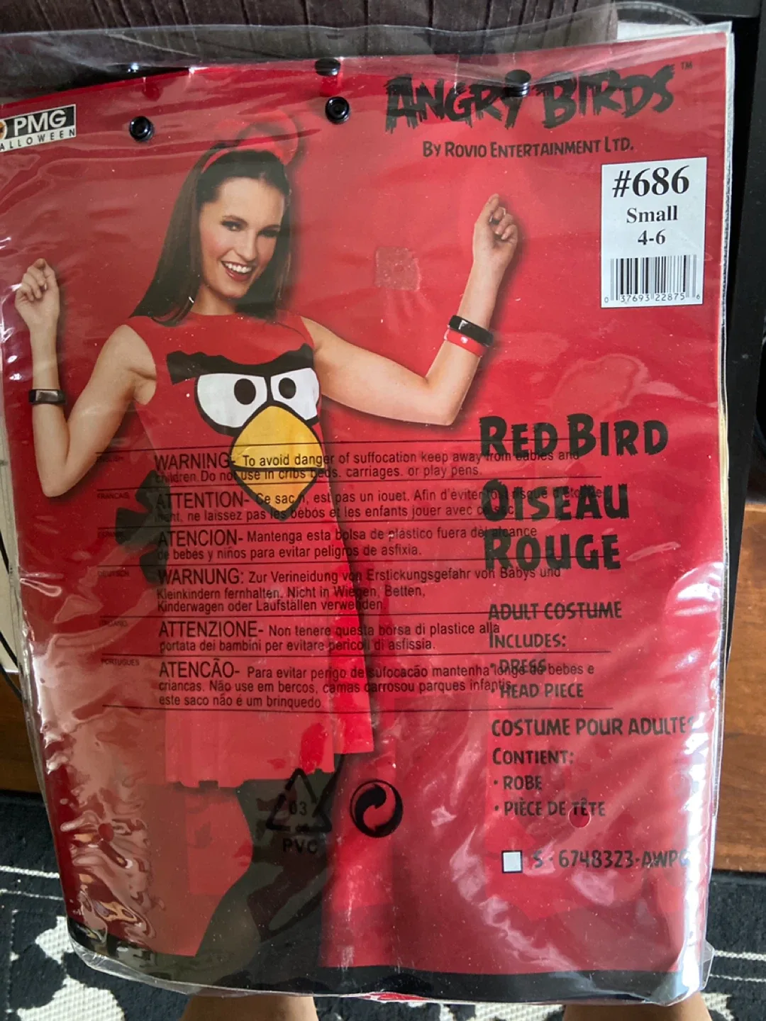 Angry Birds Adult Costume - Size Small (4-6) thumbnail