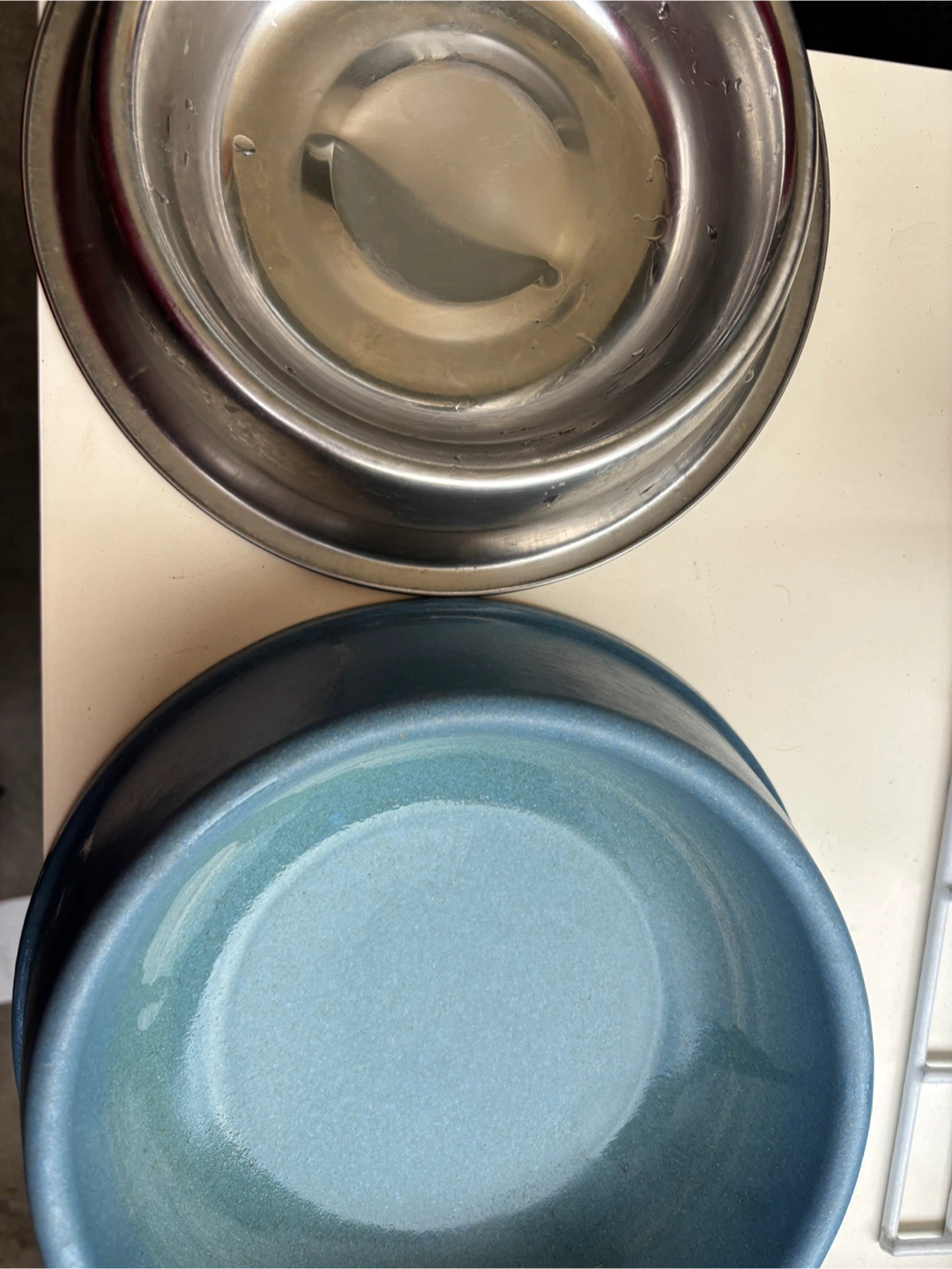 Dog Bowls - Stainless Steel & Blue Ceramic